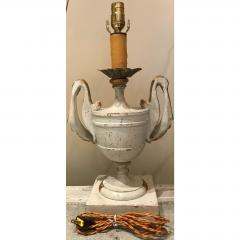 ITALIAN HAND CARVED WOOD POLY CHROME URN LAMP BASES FEATURING GILDED SWAN - 797591