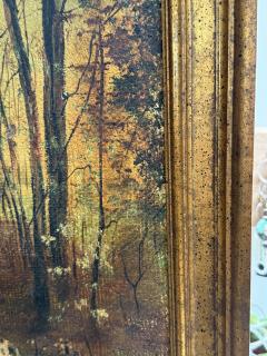 ITALIAN HUNTER IN FOREST WITH THREE DOGS OIL PAINTING ON CANVAS - 4271261
