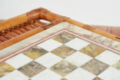 ITALIAN MARBLE BAMBOO CHESS TABLE - 3303255