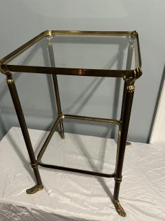 ITALIAN MID CENTURY BRASS HAND AND GLADIATOR FEET TWO LEVEL SIDE TABLE - 4001205