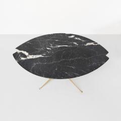 ITALIAN MID CENTURY COFFEE TABLE with notched BLACK MARBLE TOP - 793931