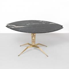 ITALIAN MID CENTURY COFFEE TABLE with notched BLACK MARBLE TOP - 793933