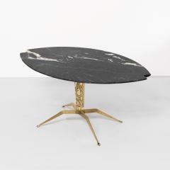 ITALIAN MID CENTURY COFFEE TABLE with notched BLACK MARBLE TOP - 793934