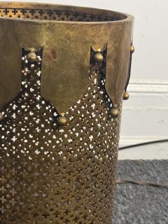 ITALIAN MID CENTURY GILT METAL JESTER DESIGN UMBRELLA STAND TRASH CAN - 4156713