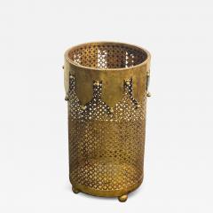 ITALIAN MID CENTURY GILT METAL JESTER DESIGN UMBRELLA STAND TRASH CAN - 4279225
