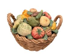 ITALIAN MID CENTURY MATTE CERAMIC BASKET OF VEGETABLES CENTERPIECE - 4557656