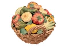 ITALIAN MID CENTURY MATTE CERAMIC BASKET OF VEGETABLES CENTERPIECE - 4557658