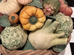 ITALIAN MID CENTURY MATTE CERAMIC BASKET OF VEGETABLES CENTERPIECE - 4557663