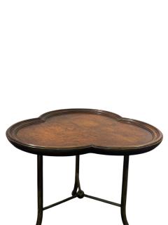 ITALIAN MID CENTURY WALNUT CLOVER DESIGN BRASS TRIPOD LEG WITH BALL TABLE - 4409905