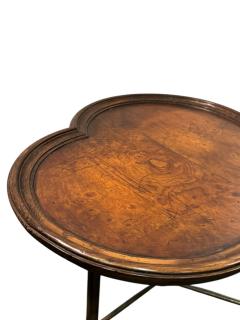 ITALIAN MID CENTURY WALNUT CLOVER DESIGN BRASS TRIPOD LEG WITH BALL TABLE - 4409909