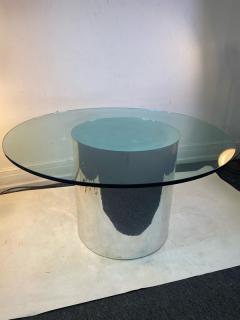 ITALIAN MODERN MIRRORED AND GLASS CYLINDER DINING TABLE - 1640451