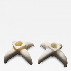 ITALIAN MODERNIST ALABASTER X HORN BASE CANDLESTICKS - 4475643