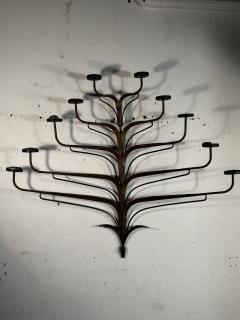 ITALIAN PAIR OF MODERN METAL FROND FORM 10 CANDLE WALL SCONCES - 4404020