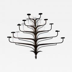 ITALIAN PAIR OF MODERN METAL FROND FORM 10 CANDLE WALL SCONCES - 4412692