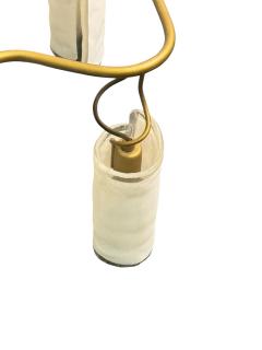 ITALIAN POST MODERN GOLDTONE METAL CHANDELIER WITH SIX MURANO GLASS SHADES - 4562797