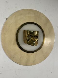ITALIAN POST MODERN LUCITE AND BRASS MASK WALL PLAQUE - 4156634