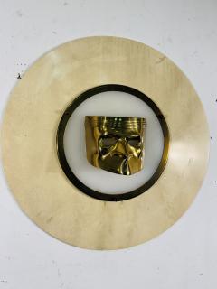 ITALIAN POST MODERN LUCITE AND BRASS MASK WALL PLAQUE - 4156635