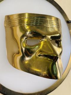 ITALIAN POST MODERN LUCITE AND BRASS MASK WALL PLAQUE - 4156638