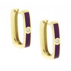 ITALIAN PURPLE ENAMEL DIAMOND LONG CUFF EARRINGS - 3015725