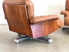 ITALIAN ROSEWOOD LEATHER SWIVEL CHAIRS - 2935255