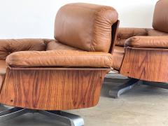 ITALIAN ROSEWOOD LEATHER SWIVEL CHAIRS - 2935260