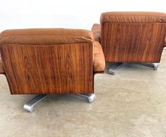 ITALIAN ROSEWOOD LEATHER SWIVEL CHAIRS - 2935261