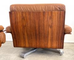 ITALIAN ROSEWOOD LEATHER SWIVEL CHAIRS - 2935262