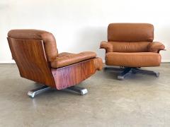 ITALIAN ROSEWOOD LEATHER SWIVEL CHAIRS - 2935265