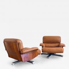 ITALIAN ROSEWOOD LEATHER SWIVEL CHAIRS - 2940224