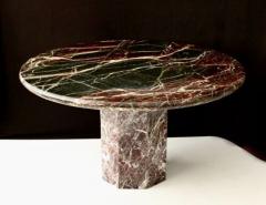 ITALIAN ROUND DINING OR CENTER TABLE IN ROSSO LEVANTO MARBLE - 1658512