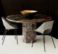 ITALIAN ROUND DINING OR CENTER TABLE IN ROSSO LEVANTO MARBLE - 1658519