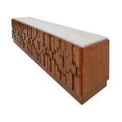 ITALIAN SIDEBOARD IN OAK AND TRAVERTINE MARBLE TOP - 3227667