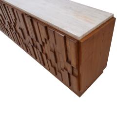 ITALIAN SIDEBOARD IN OAK AND TRAVERTINE MARBLE TOP - 3227668