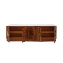 ITALIAN SIDEBOARD IN OAK AND TRAVERTINE MARBLE TOP - 3227671