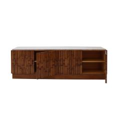 ITALIAN SIDEBOARD IN OAK AND TRAVERTINE MARBLE TOP - 3227672