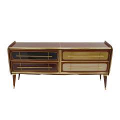 ITALIAN SIDEBOARD MADE OF SOLID WOOD AND COVERED WITH COLORED GLASS 1950S - 3799688