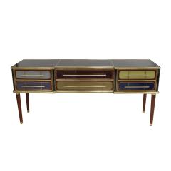 ITALIAN SIDEBOARD MADE OF SOLID WOOD AND COVERED WITH COLORED GLASS 1950S - 3800931