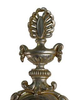 ITALIAN SILVER LEAF NEOCLASSICAL CARVED WOOD TWO LIGHT CONVEX MIRROR SCONCES - 4410277