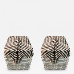 ITALIAN TERRACOTTA BAMBOO AND ZEBRA SKIN TROMPE LOEIL GARDEN BENCHES - 4194078