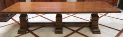 ITALIAN WALNUT TRESTLE DINING TABLE WITH TWO SIDE LEAVES - 2893632