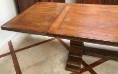 ITALIAN WALNUT TRESTLE DINING TABLE WITH TWO SIDE LEAVES - 2893633