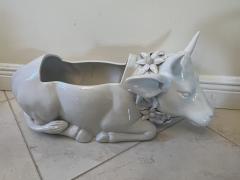 ITALIAN WHITE CERAMIC BULL COW WITH COLLAR OF DAISIES PLANTER - 3598135