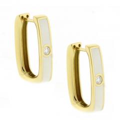 ITALIAN WHITE ENAMEL DIAMOND LONG CUFF EARRINGS - 3015764