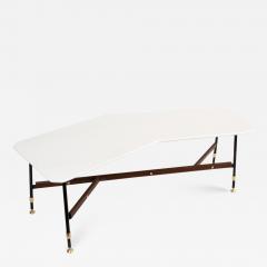 ITALIAN WHITE MARBLE AND TEAK COFFEE TABLE 1950S - 706625