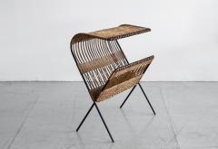 ITALIAN WICKER AND IRON TABLE MAGAZINE RACK - 1019923