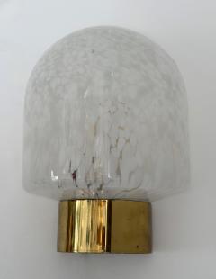 ITRE Brass Sconce White Speckled Murano Glass by ITRE Italy 1970s - 4417725