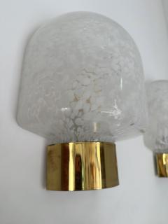 ITRE Brass Sconce White Speckled Murano Glass by ITRE Italy 1970s - 4417735