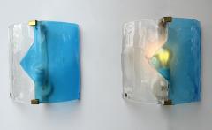 ITRE Pair of Sconces Blue Murano Glass by I TRE Italy 1970s - 4209551