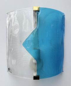 ITRE Pair of Sconces Blue Murano Glass by I TRE Italy 1970s - 4209552