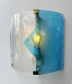 ITRE Pair of Sconces Blue Murano Glass by I TRE Italy 1970s - 4209553